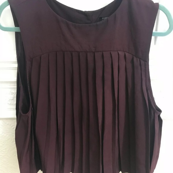 All Saints Raegan Pleated Blouse, Oxblood, Sz US 8 - Picture 3 of 4